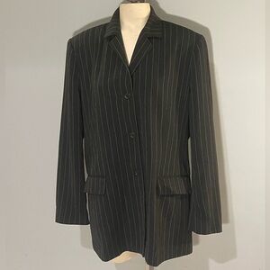 Black pinstriped suit jacket blazer woman’s size 13/14 George